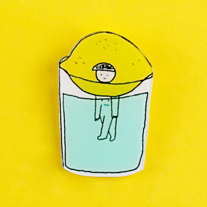 Мужские в стеклянном бантике Акриловые броши значки лимона на рюкзаке набор