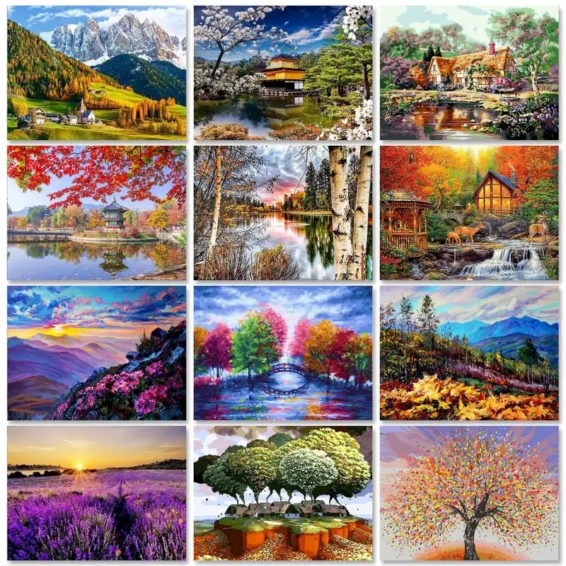 

SDOYUNO 60x75cm Oil Painting By Numbers Forest Scenery Paint By Numbers On Canvas Watercolor By Numbers Landscape Home Decor