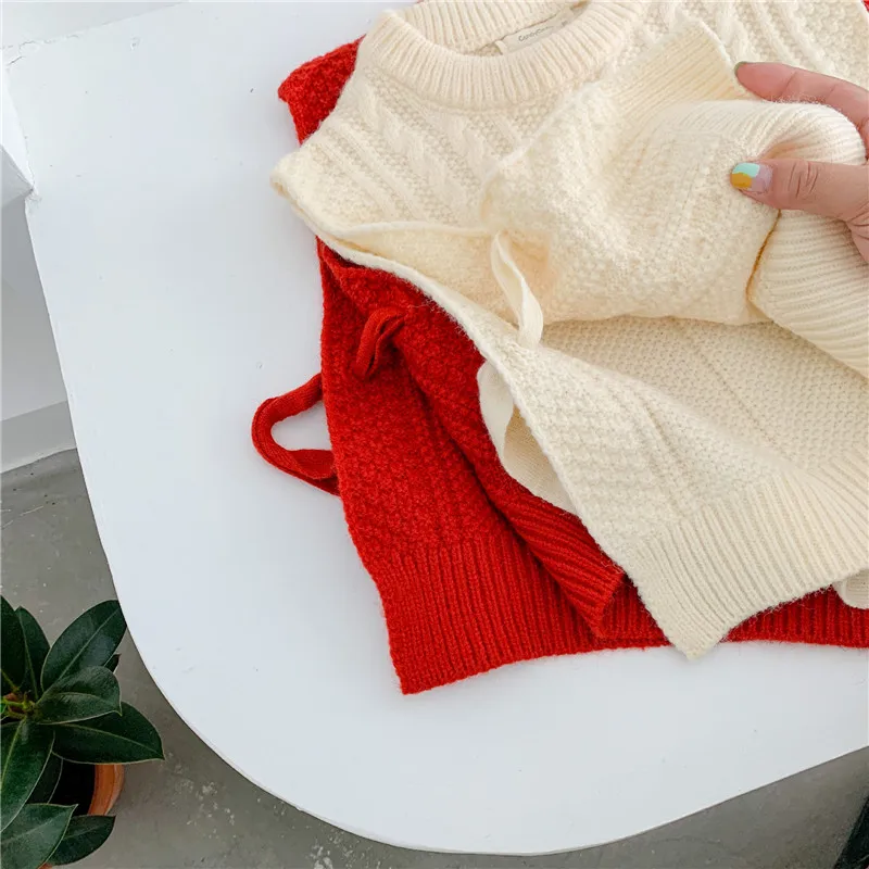 Однотонный жилет-свитер в Корейском стиле для девочек Сезон весна-осень Милые