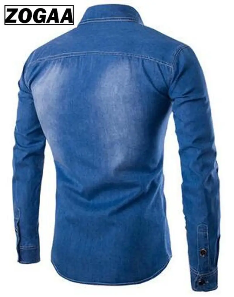ZOGAA Men Long Sleeve Denim Shirt Mens Casual Dress Male Jean Shirts High Quality Street Wearing Hot Sale 2019 mens shirts | Мужская
