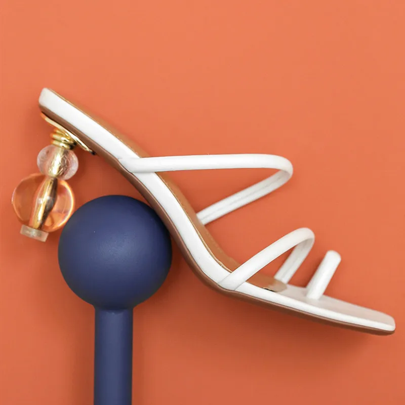 Тапочки на каблуке с хрустальными бусинами 2021 ретро тапочки каблуках странной