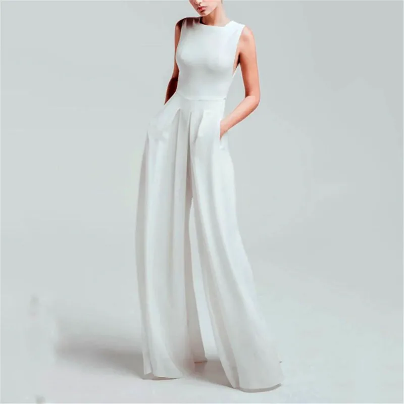 casual jumpsuits Women's Casual Square-Cut Collar Pure Color High Waist Straight 2020 new Sleeveless Jumpsuit women's overalls