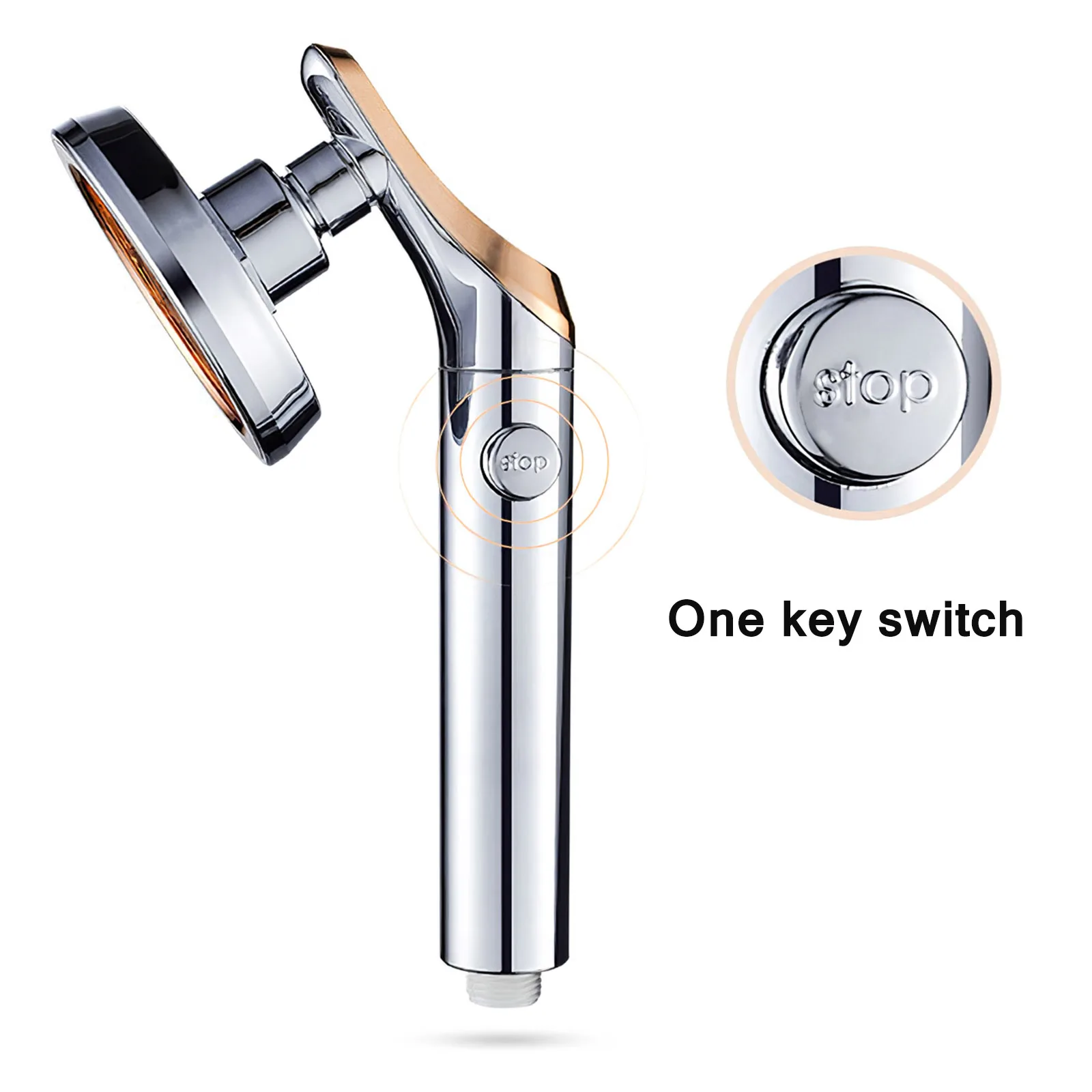 

Detachable Shower Head Bathroom Rotating High Pressure Water Saving Handheld Shower Head Adjustable One Key Water Stop Sprayer