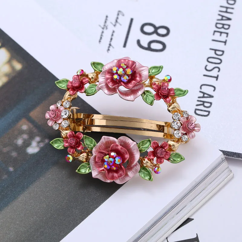 Заколка для волос с эмалью стразы ювелирные изделия женщин|hair jewelry|flower hair jewelryhair