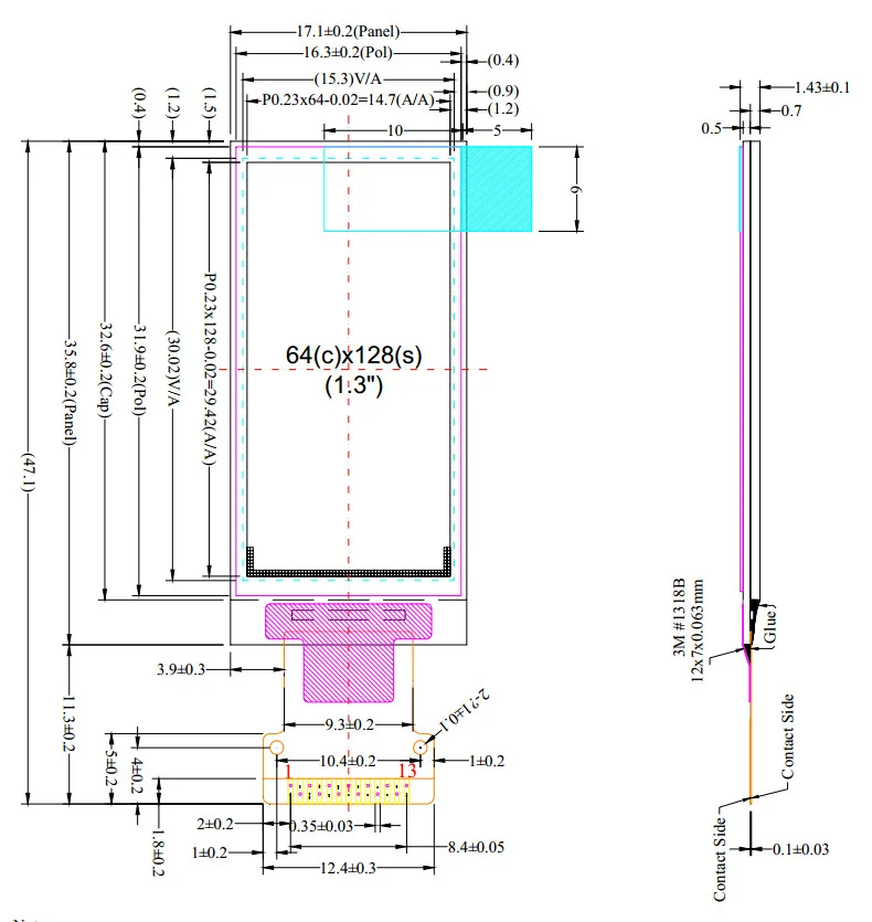 1,3 дюймов 13PIN SPI серийный белый OLED RX Gen 3 Gen3 дисплей сигарета vape мод вертикальный экран SH1107 драйвер 64*128 IIC интерфейс
