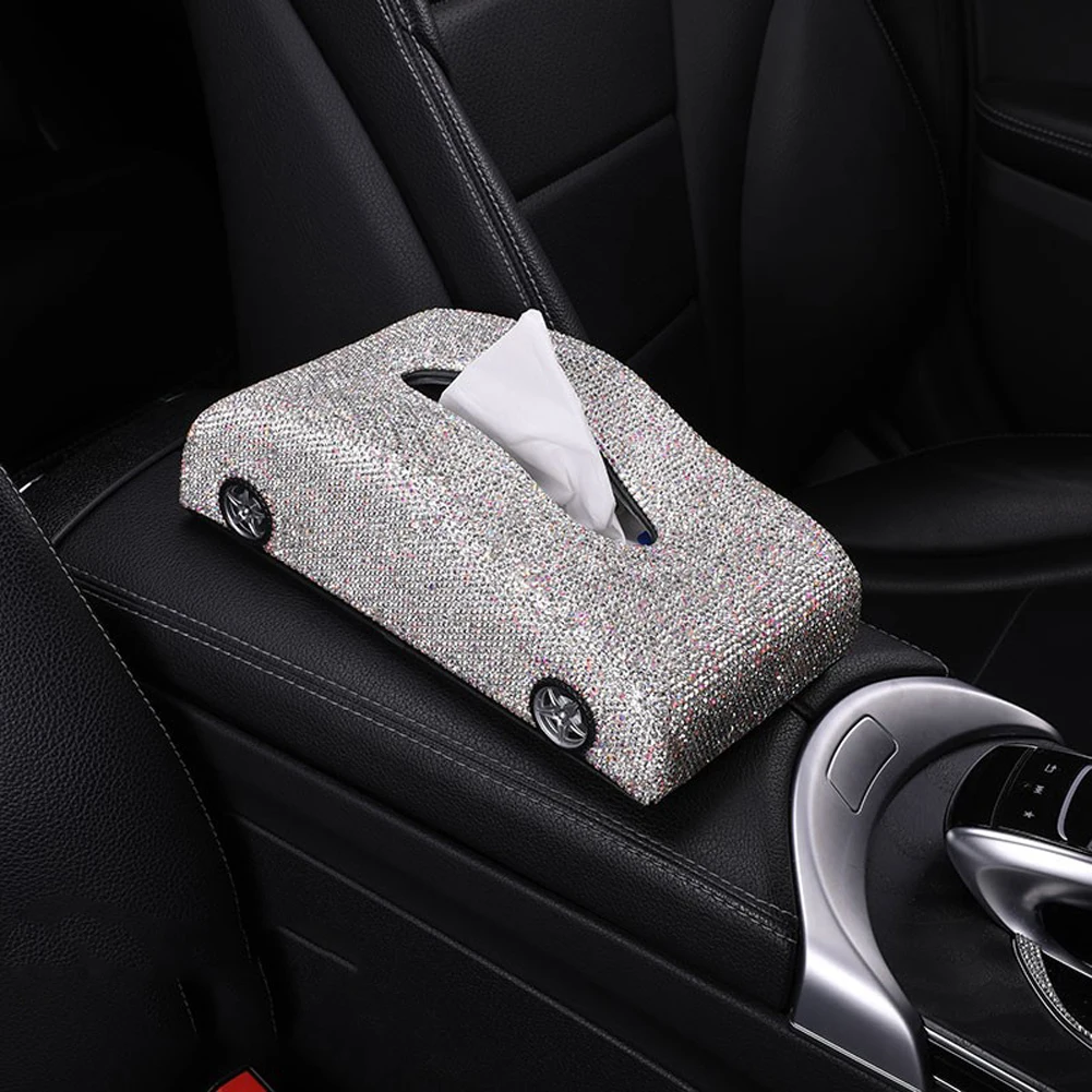 

Car Tissue Box with Diamond Armrest Box Seat Type Car Model Paper Towel Box Car Interior Decoration Supplies