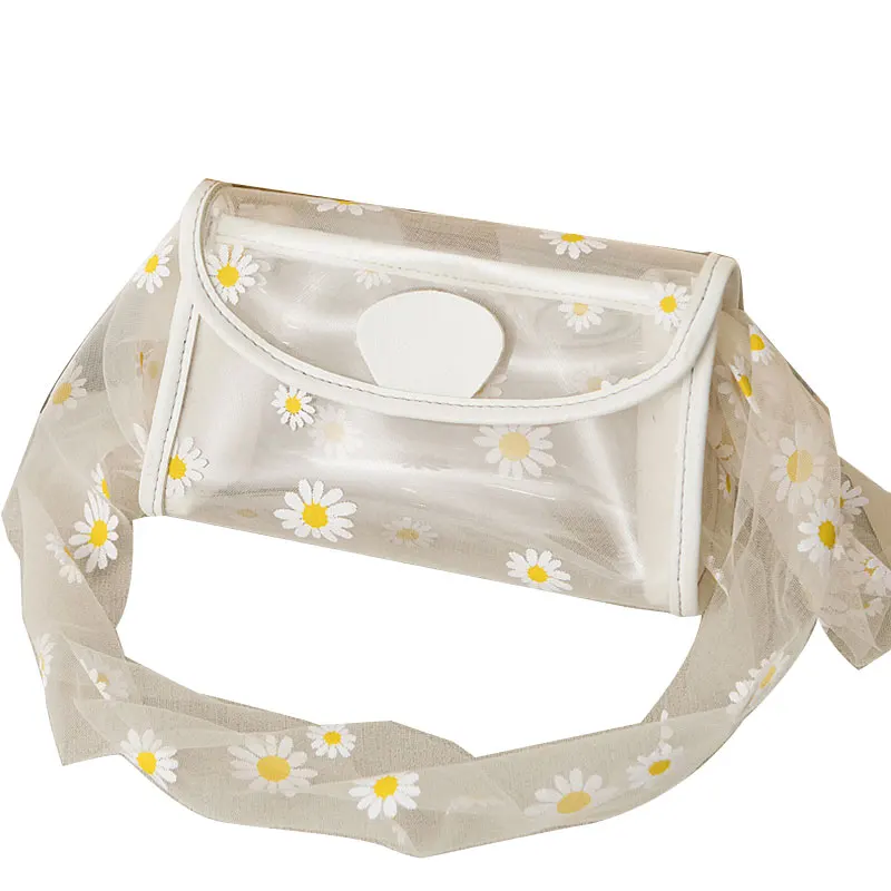 

Fashion Summer Messenger Bag PVC Daisy Printed Shoulder Crossbody Bag For Women Fresh Transparent Casual Money Bag Female Clutch
