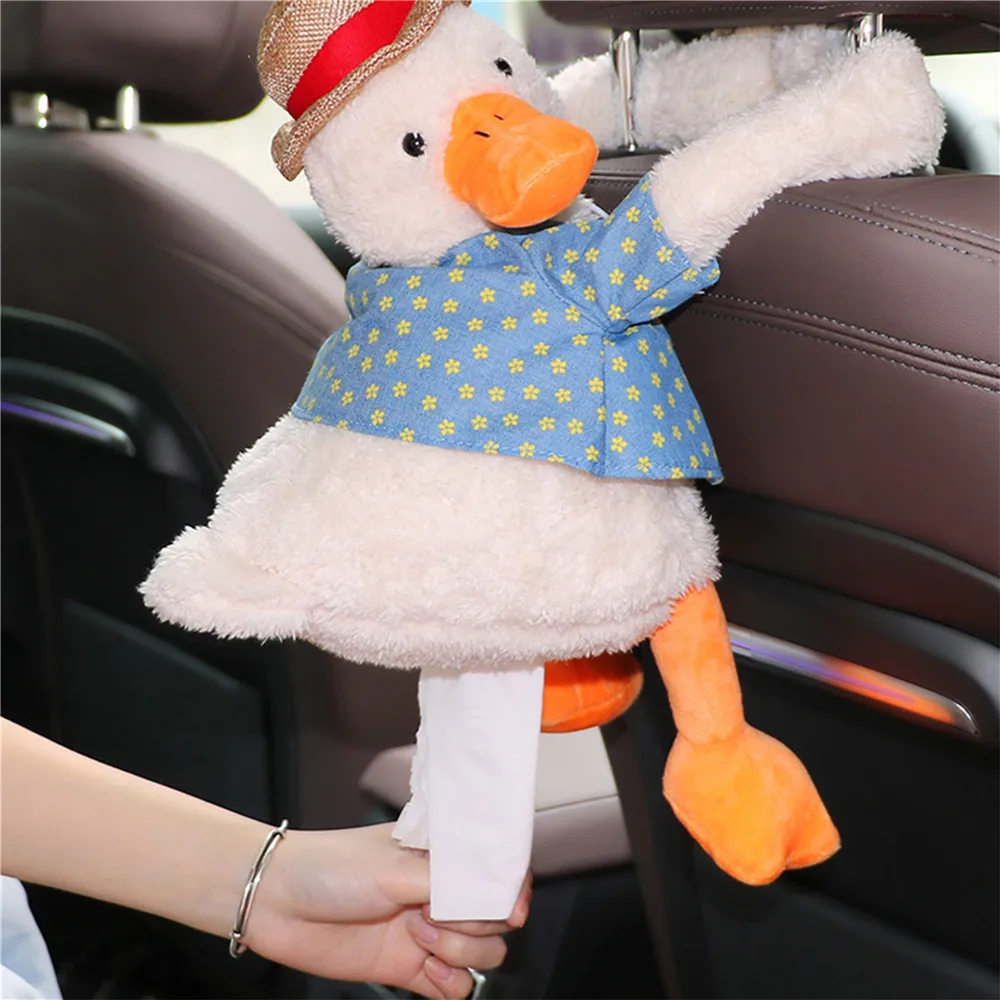 

Cartoon Car Tissue Box Duck Doll Plush Toy Tissue Boxes Hanging Storage Auto Interior Accessories