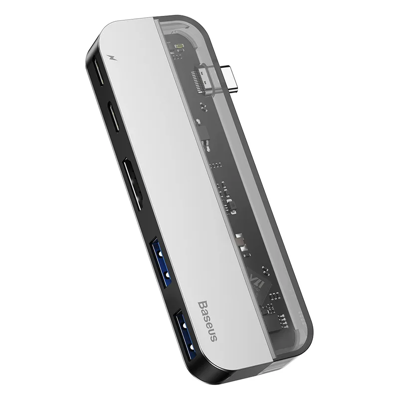BASUES USB C HDMI кабель Тип C к HDMI концентратор адаптер USB-C HDMI конвертер тип-c Thunderbolt 3 док-станция для MacBook huawei mate 30 Pro - Цвет: Серый