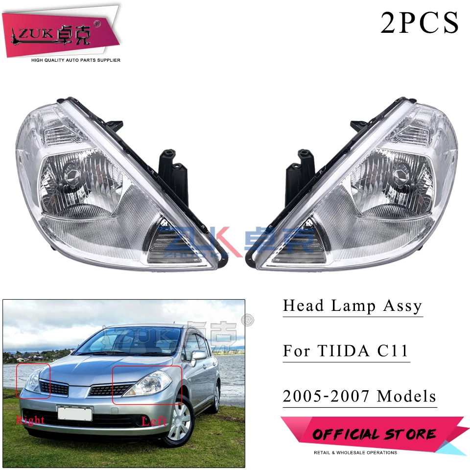 ZUK 2 шт. для NISSAN TIIDA LATIO VERSA C11 2005 2006 2007 передний бампер Фара Замена