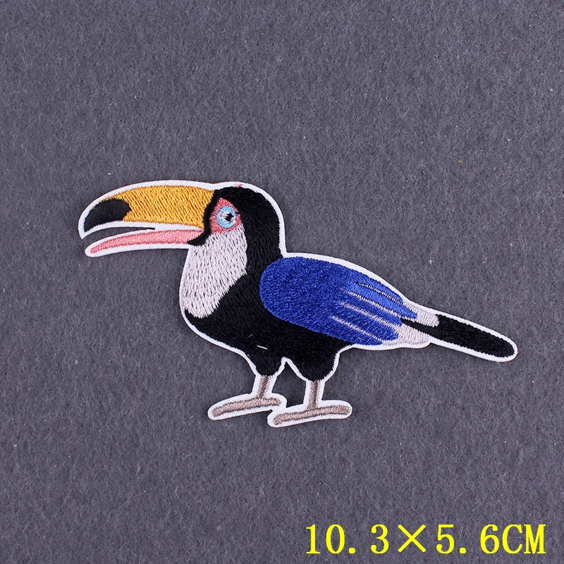 

Cartoon Animal Patch Iron On Patches For Clothes Monkey Clothing Stripes DIY Bird Badges Embroidered Patches for Clothing Decor