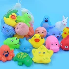 10 шт.компл. детские милые животные игрушки для купания игрушки для воды Мягкие резиновые поплавок Сжимаемый звук дети мыть играть Забавный подарок