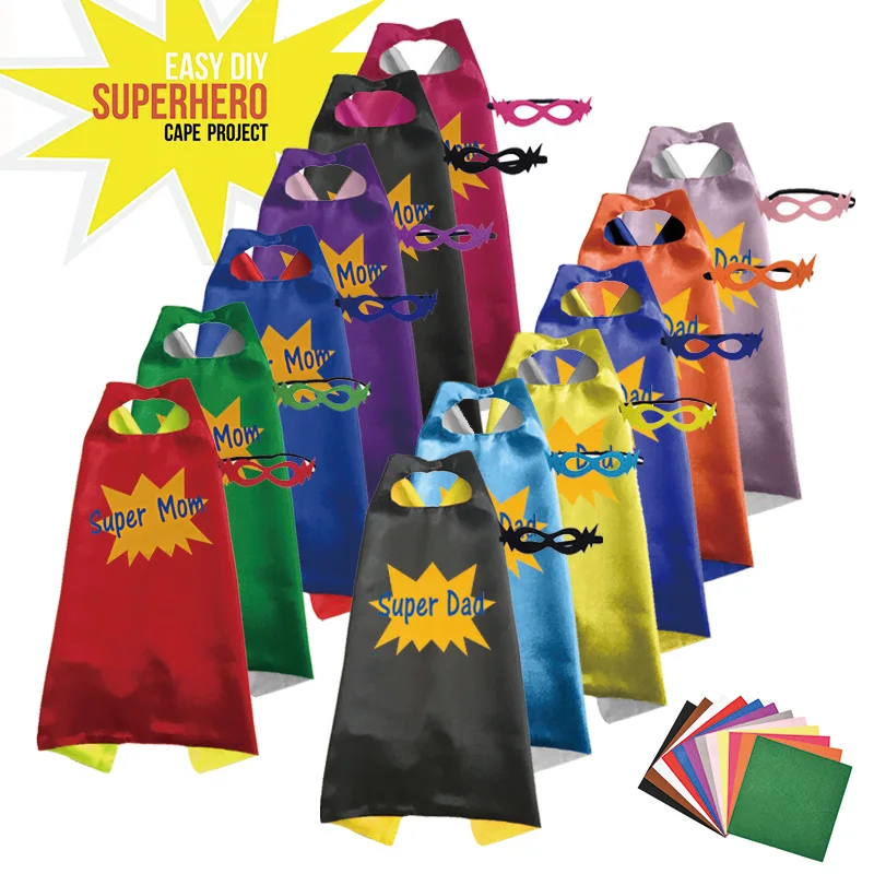 Новейший дизайн двусторонний фетровый мультяшный плащ супергероя с маской для