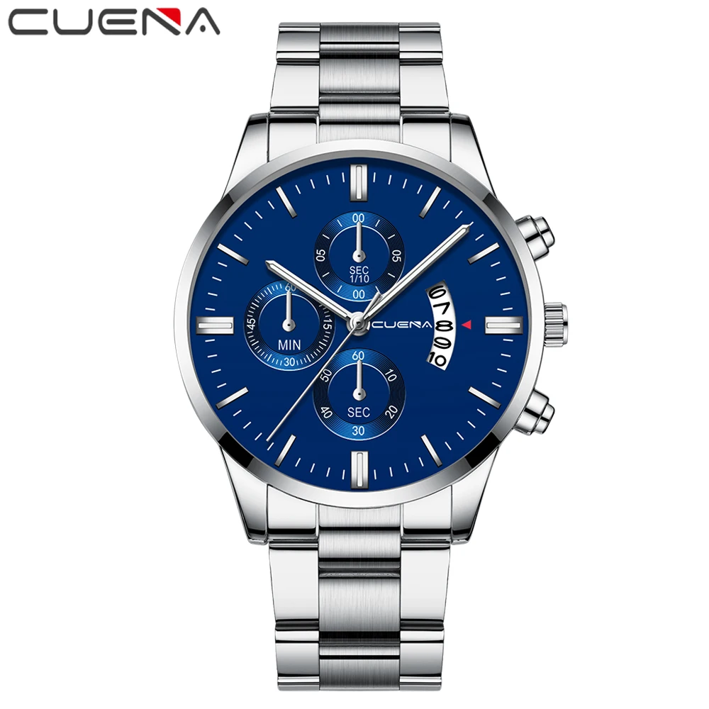 Часы наручные Relojes Hombre CUENA Мужские кварцевые модные брендовые Роскошные деловые