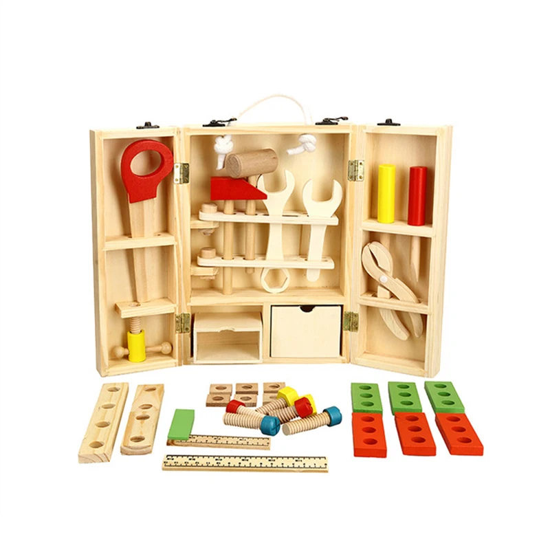 

Многофункциональная игрушка для разборки гаек WoodenToy «сделай сам», портативный ящик для инструментов для имитации, различная форма, взаимод...