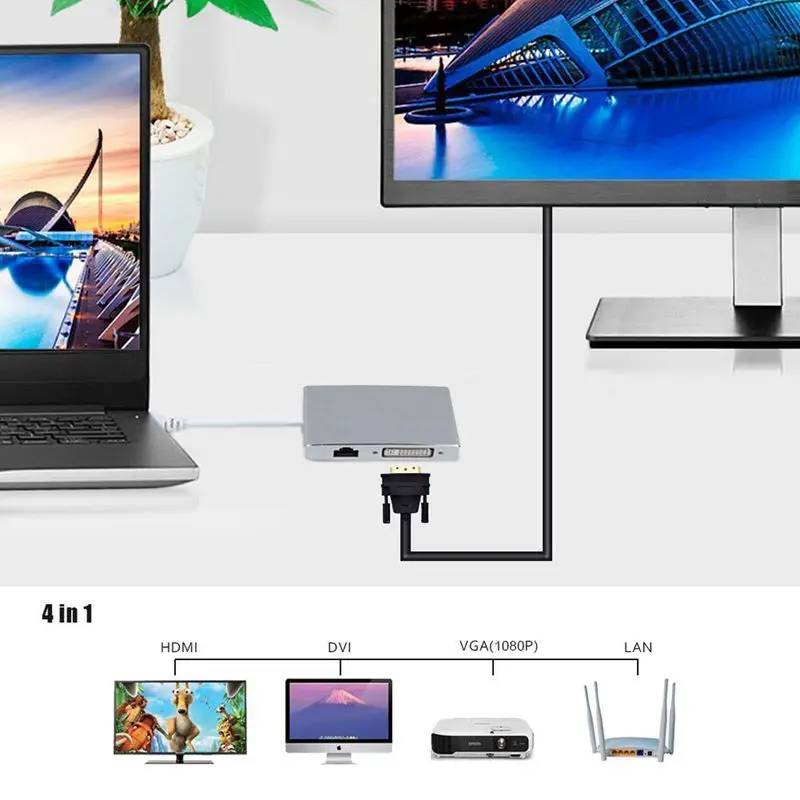 USB 3 0 к HDMI/DVI-I/VGA адаптер многопортовый видео дисплей конвертер 1080p HD US |