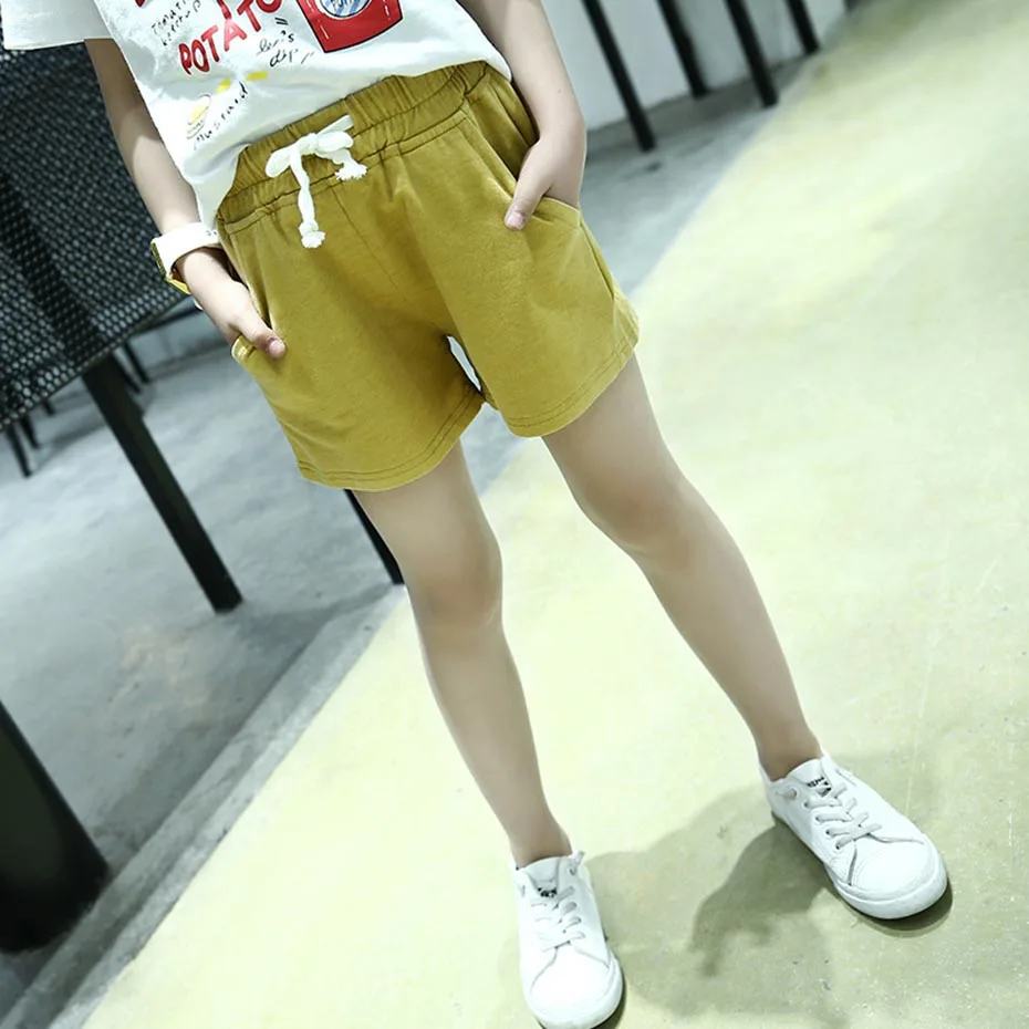 Girls Pants Solid Casual Shorts Drawstring Summer For Teenage Sport Clothes 6 8 10 12 14 Year | Мать и ребенок