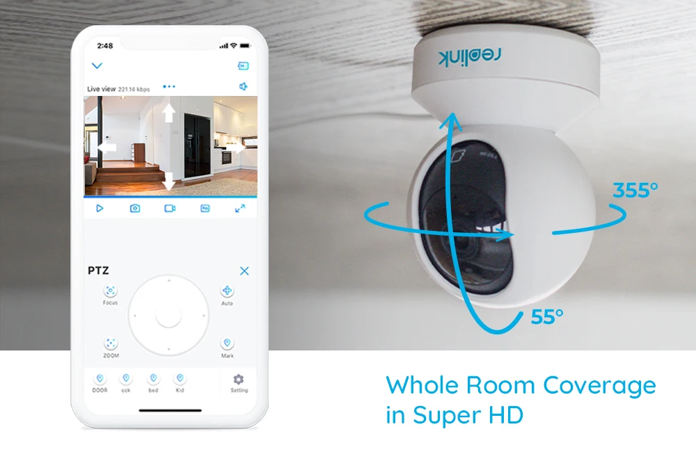 Reolink, 3MP, Full HD, панорамирование/наклон, wifi камера, белый, детский монитор, 2,4G, домашняя, для безопасности, видео, IP камера E1