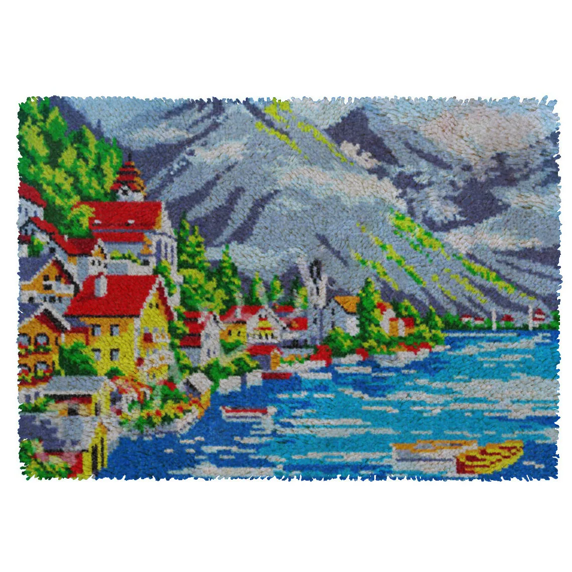 

Latch Hook Kits landscape Rug Plush Wall Tapestry Kits Crochet Floor Mat Thick Yarn Cushion Arts & Crafts