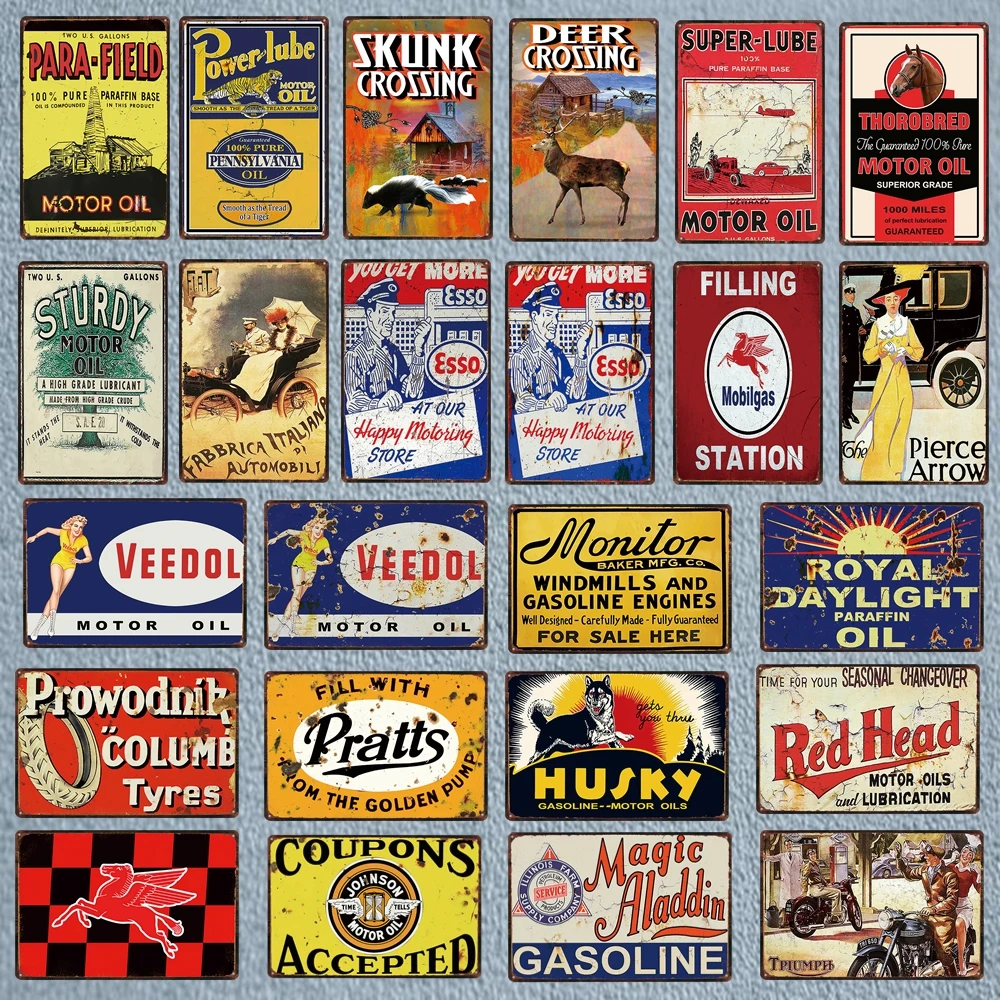 

Motor Oil Tin Poster Retro Tire Sign Plaque Metal Vintage Wall Sticker Trucks Motorcycle Garage Gas Station Decor DU-4284A