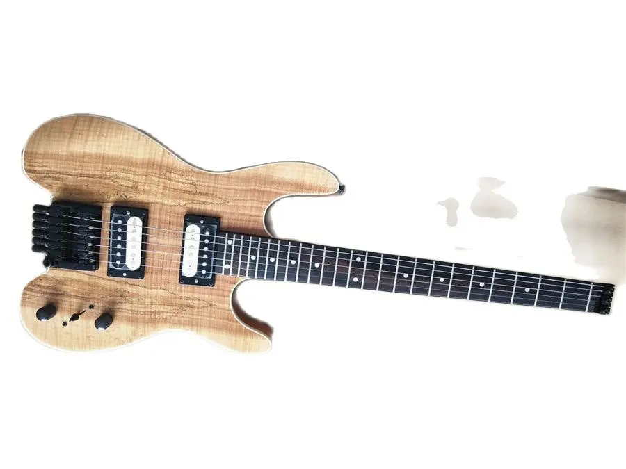 

Заводская Продажа, отработанная деревянная безголовая электрическая гитара с отпечатком пальца из розового дерева, бесплатная доставка