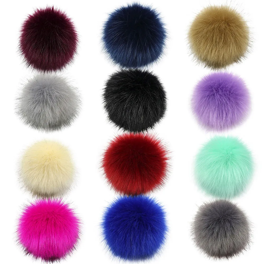 

Diy Knitting Hats Accessires-faux Fake Fur Pom Pom Ball With Press Button Warm Ancomfortable Amiable Women Fashion Femme #W5