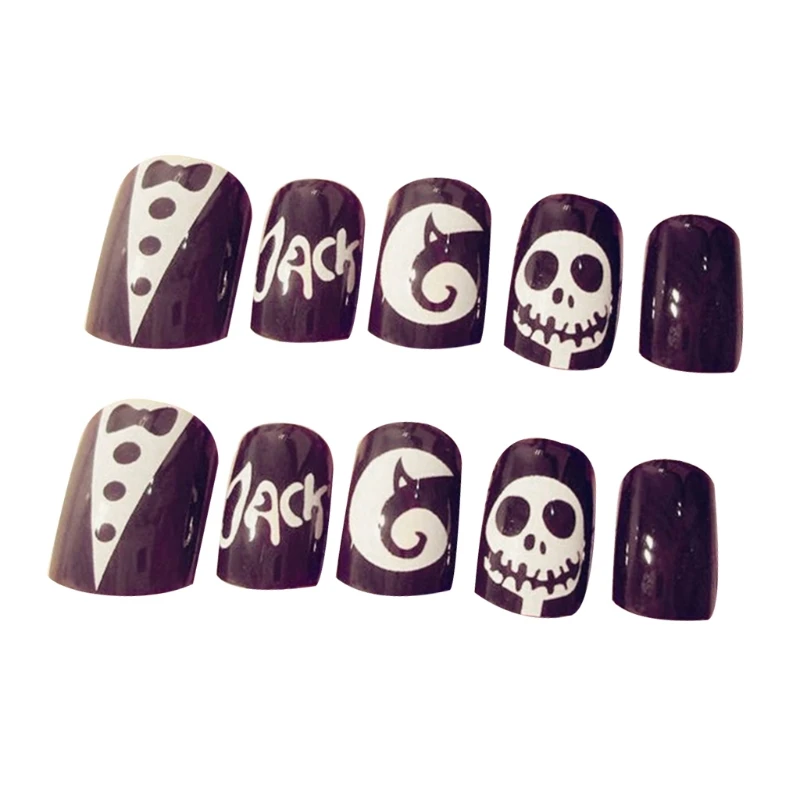 24 шт акриловый дизайн накладные французские поддельные ногти полное покрытие