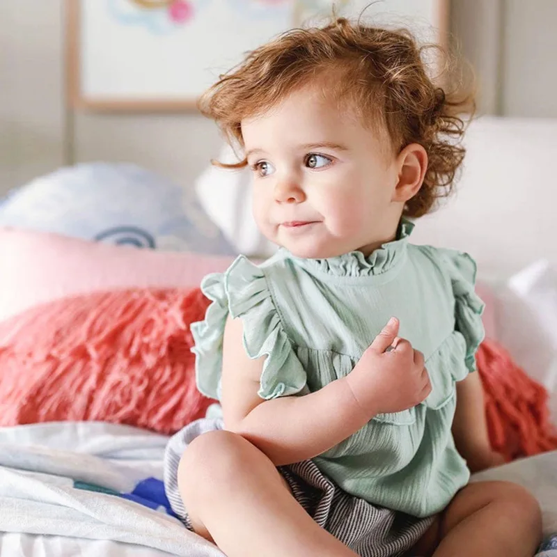 

2021 Lovely Pink Toddler Baby Girls Summer Jumpsuit Romper Onesie Outfits Suit Children Clothing