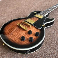 tiger flame standard custom electric guitarblack pickguardsunburst color gitaarmahogany body musical instruments guitarra