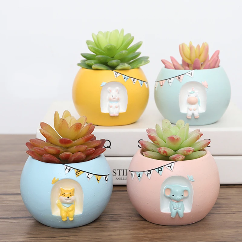 Креативные горшки для цветов с животными суккулентов настольные мини кроликов