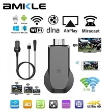 Amkle Mirascreen M100 WiFi Display Dongle Anycast 5G HDMI-compatible 4K Ultra HD Tv Stick for iOS Android Smart Phone Tablet