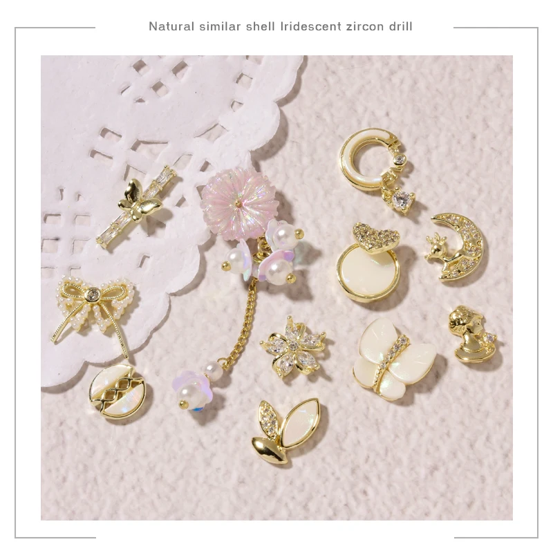 2 шт. блестящие циркониевые шармы ракушки бабочки дизайн 3D ногтей украшения