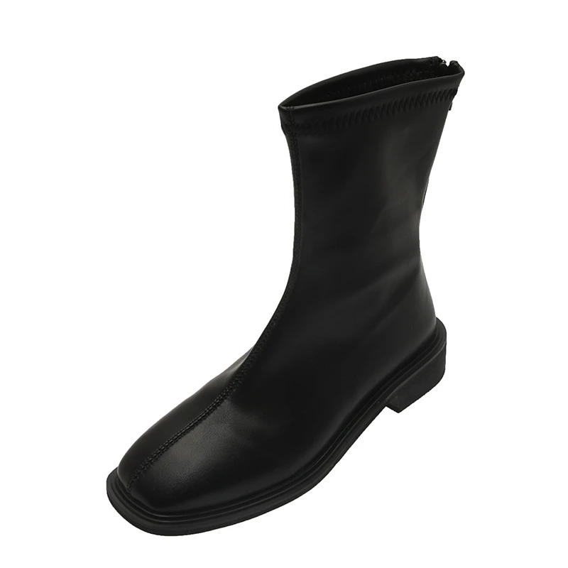 

Осень 2021, короткие кожаные ботинки челси, однотонные, на молнии сбоку, на толстом каблуке и низком каблуке, с квадратным носком, однотонные, п...