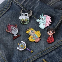 cartoon jewelry punk cow unicorn magic wand boy girl enamel pin brooches bag clothes lapel pin badge jewelry gift for friends