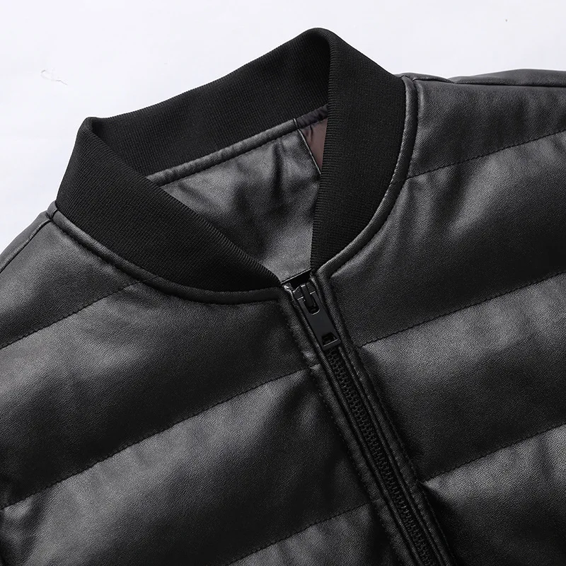 

New Autumn Winter Motorcycle Leather Jacket Men Thick PU Baseball Jackets Slim Fit Male Bomber Coat Casual Brand Clothing
