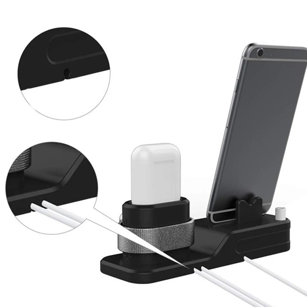 Силиконовая док станция 3 в 1 держатель для iPhone X XR XS Max iWatch AirPods подставка