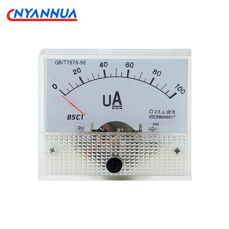 

85C1-uA DC Pointer Ammeter Analog Ammete Microammeter Mechanical Current Meter Panel AMP Meter 50uA 100uA 200uA 300uA 500uA