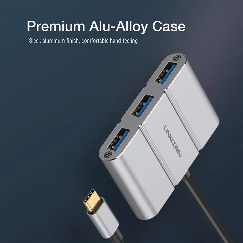 LINKCOMN USB C TYPE C концентратор 4 порта USB 3,0 для MacBook Pro huawei Matebook X аксессуары 60 Вт PD зарядка быстрая передача данных