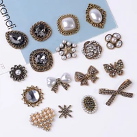 5pcslot rhinestone pearl flower plate diamond button jewelry scarf for hair accessories sewing decorative clothing coat buttons