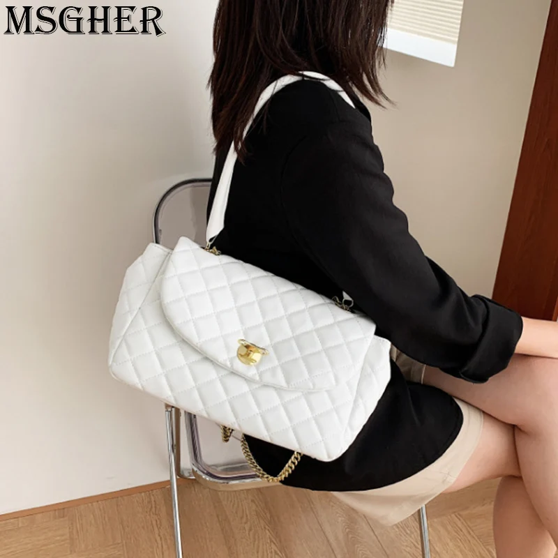 

Lingge Small PU Leather Crossbody Bags for Women 2021 Winter Chain Shoulder Simple Purses and Handbags Luxury Totes Brazilian