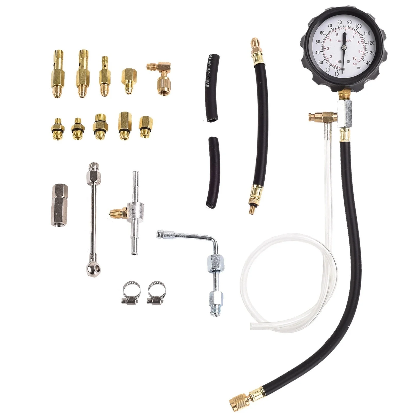 

140PSI New Fuel Injection Pressure Injector Pump Tester Test Pressure Gauge Kit