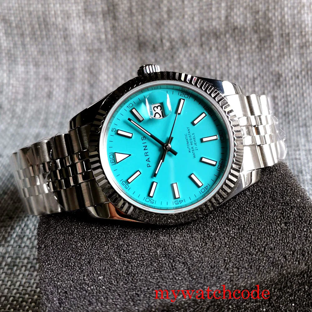 39 5 мм Роскошные PARNIS автоматические мужские часы Автоматическая Дата сапфировое