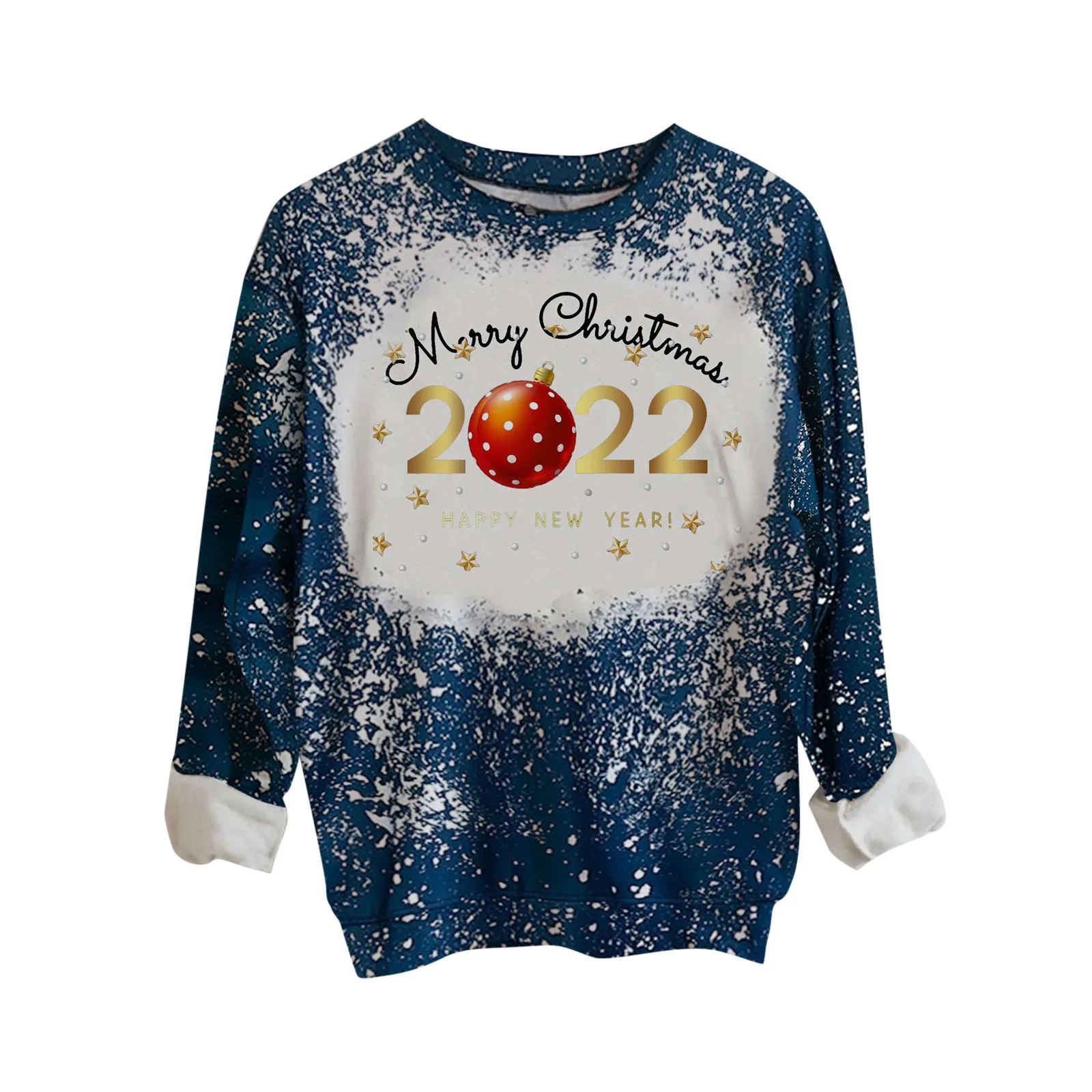 

Женская рождественская блузка с длинным рукавом и круглым вырезом