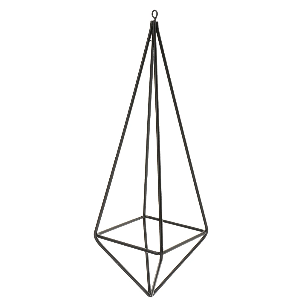 Черный отдельно стоящий подвесной геометрический металлический стеллаж для