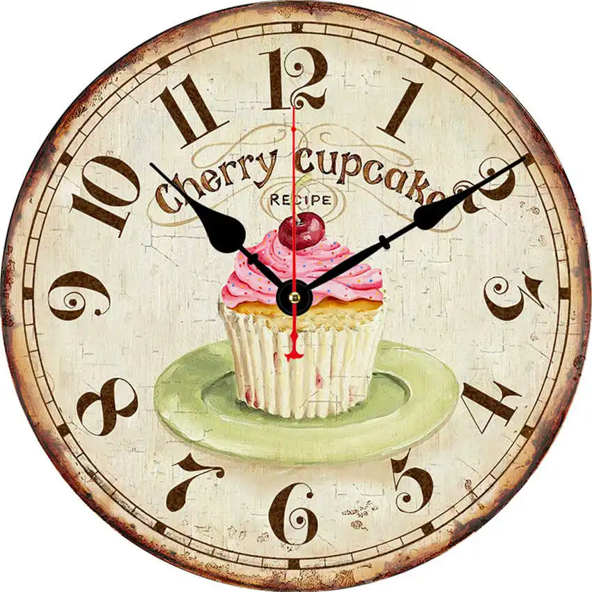Cake Clock G Винтажные настенные часы, кухонные часы, круглые подвесные римские цифры, настенные часы, практичное украшение для гостиной - Цвет: Cake Clock G