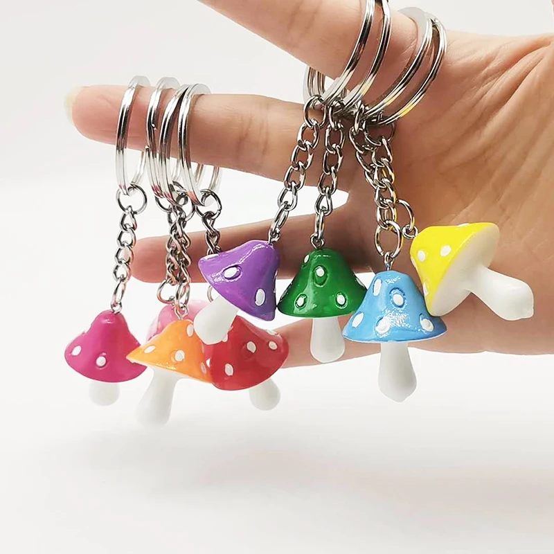 Vintage Originality Keychain Colour Mushroom Key Buckle Hang Bag Resin Cartoon Pendant Promotional Gifts Wholesale  Украшения