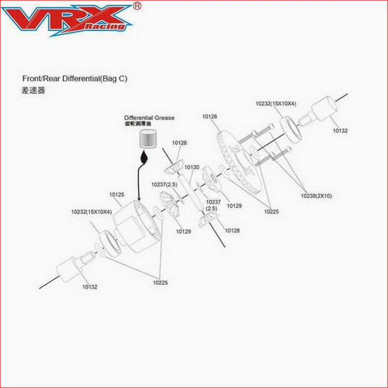 Conjunto de caja de cambios diferencial 10003 para coche de control remoto, accesorios para coche, compatible con VRX Racing RH1011RH1013 RH1016 RH1017 RH817 RH818-1