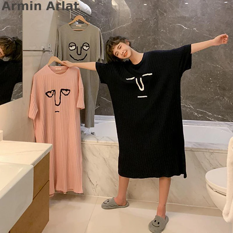 Женские мокасины Летняя одежда для сна новая женская ночная рубашка свободная с