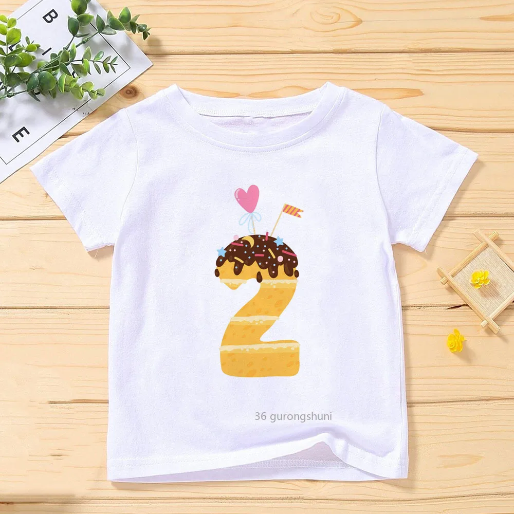Футболка детская с коротким рукавом и принтом пончиков на возраст 2-9 лет | Детская