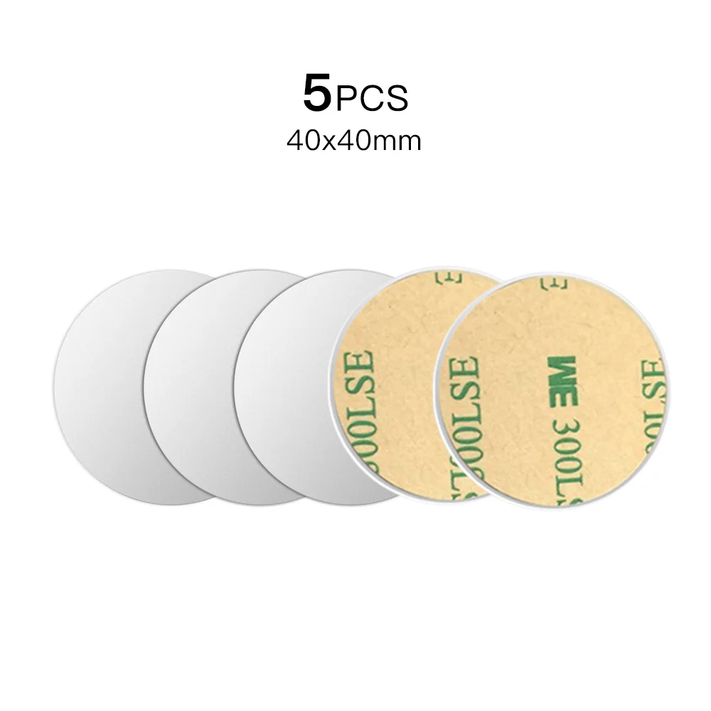 5pcs Round Автомобильный держатель для телефона FONKEN, металлическая пластина, магнитный держатель, круглая квадратная наклейка, железный лист для мобильного планшета, магнитный диск, Настольная автомобильная подставка - Цвет: 5pcs Round